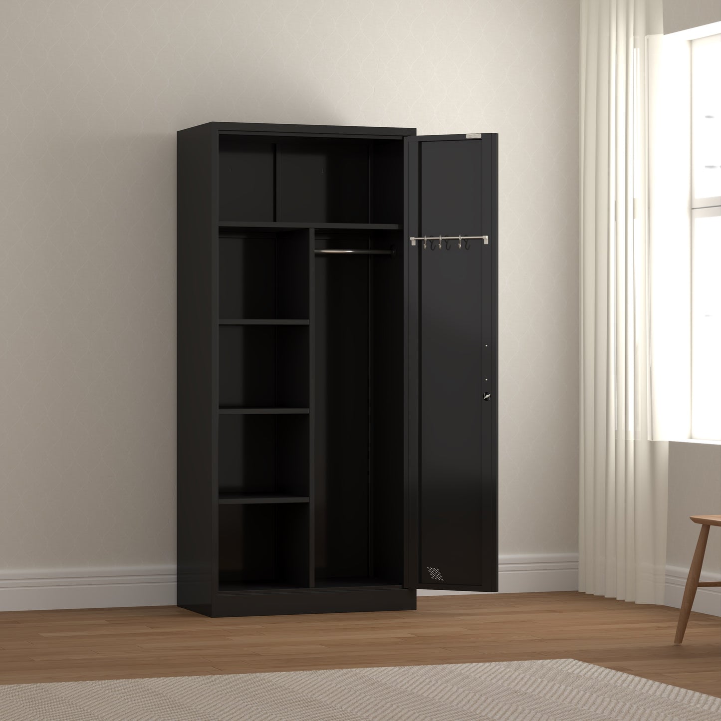 GEITIN Modern Freestanding Wardrobe Armoire with Metal Handle