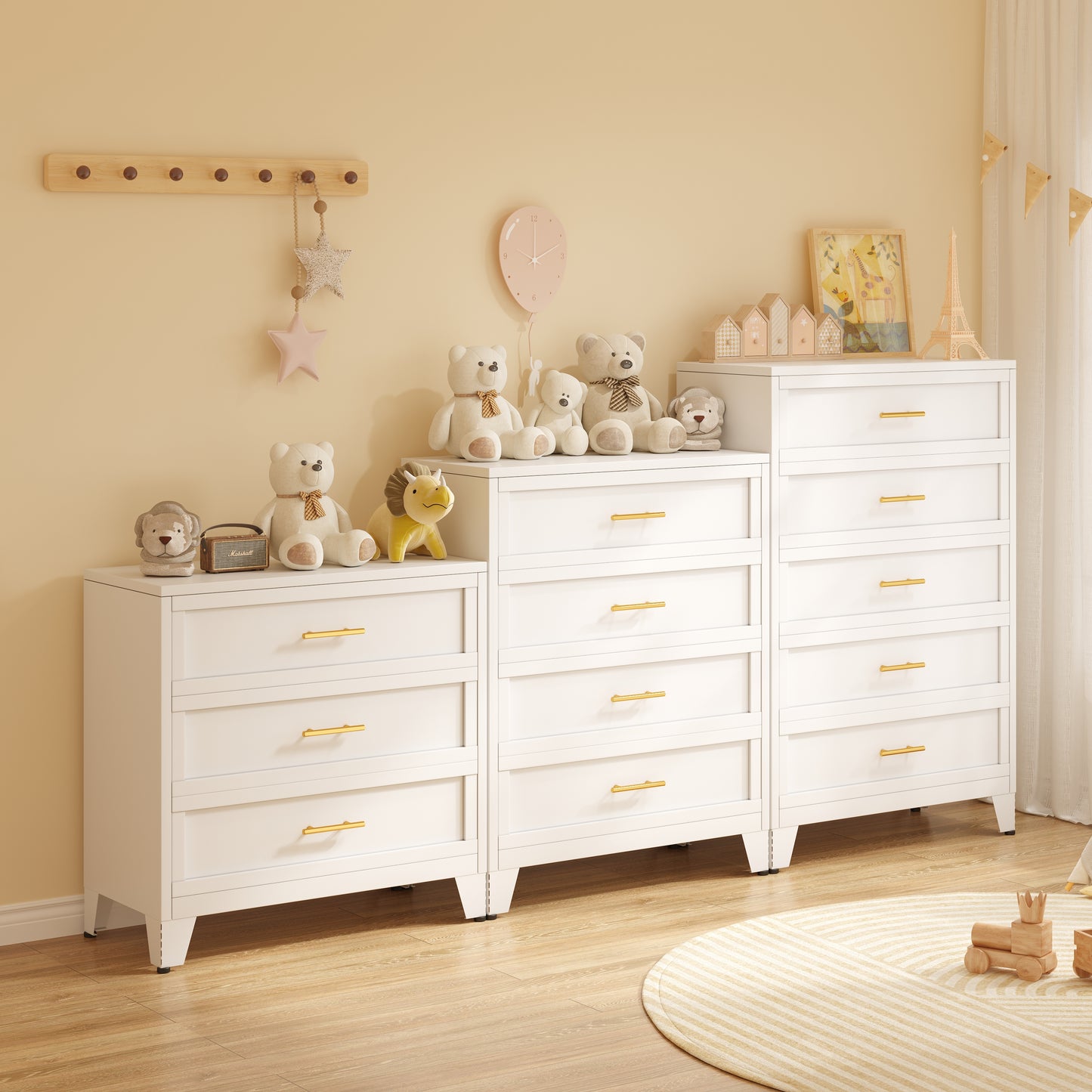 Drawer Dresser, Dressers & Chest of Drawers for Bedroom, Metal Storage Cabinet with Drawers