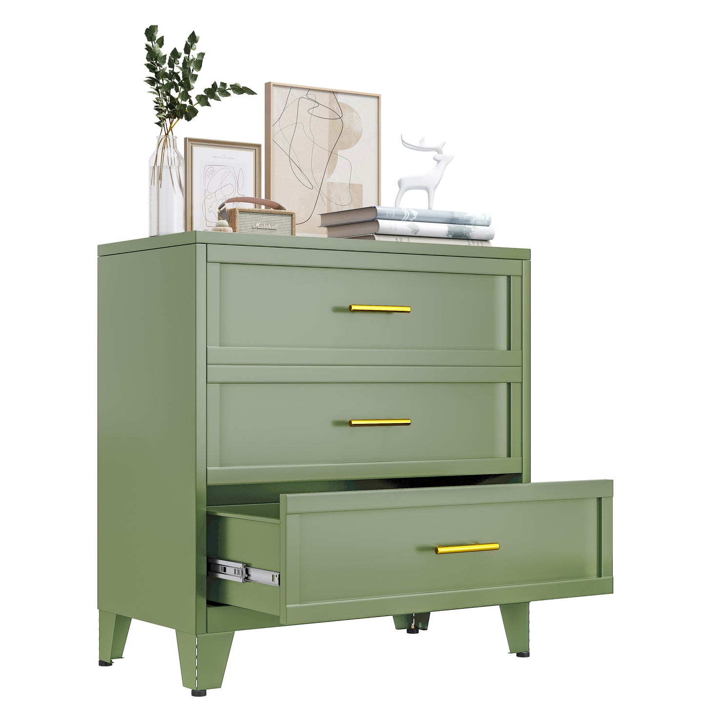 Drawer Dresser, Dressers & Chest of Drawers for Bedroom, Metal Storage Cabinet with Drawers