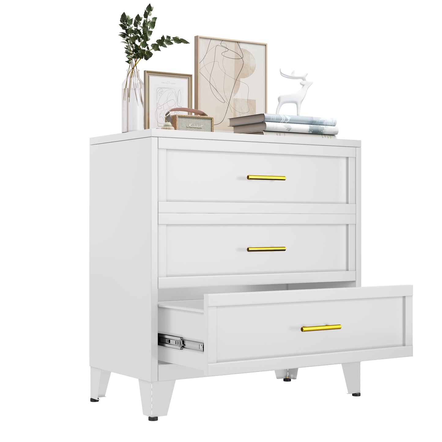 Drawer Dresser, Dressers & Chest of Drawers for Bedroom, Metal Storage Cabinet with Drawers