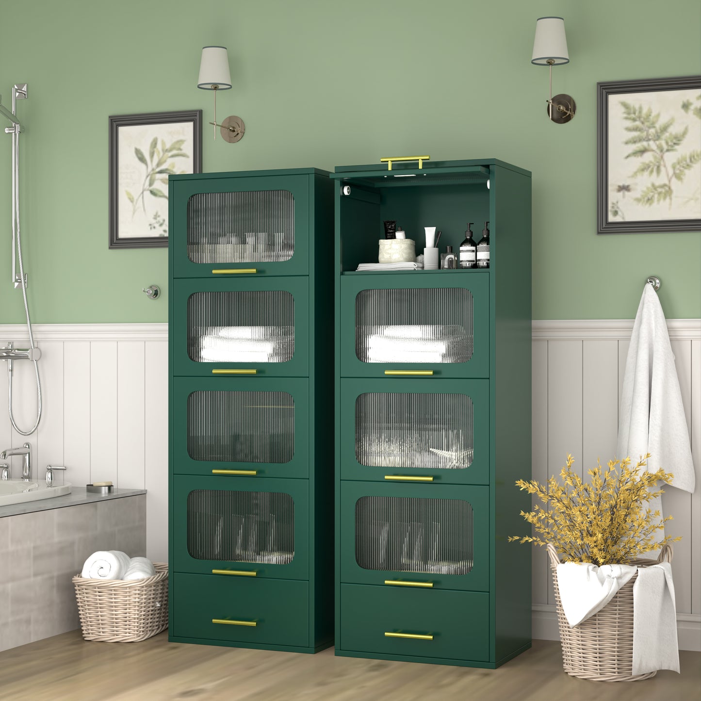 GEITIN Metal 5 Drawers Storage Cabinet with Acrylic Glass Doors